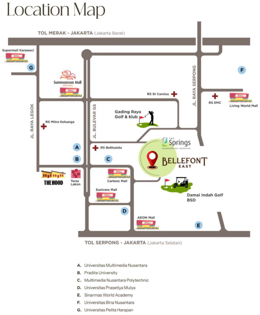Lokasi Cluster Bellefont East Summarecon Serpong